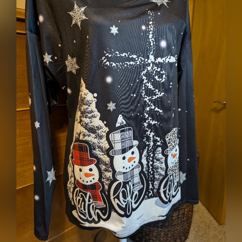 Christmas Dressy Long Sleeve Snowman Shirt  Size XL - Picture 3 of 11